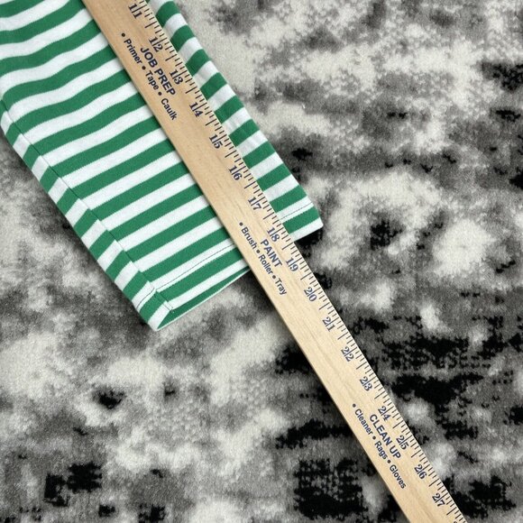 Quacker Factory Top Womens Size Large Green Striped Rhinestone Cross Lace Sleeve - Picture 6 of 14